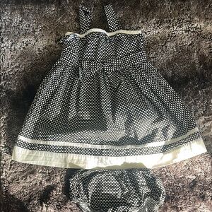 Black and White Polka Dot Sundress with Matching Bloomer